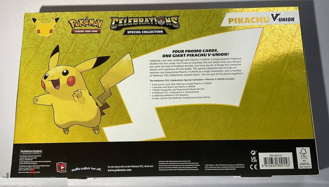 Pokemon 25th anniversary Celebrations Pikachu V- Union special collect FUN&KO Pokemon 25th anniversary Celebrations Pikachu V- Union special collect FUN&KO