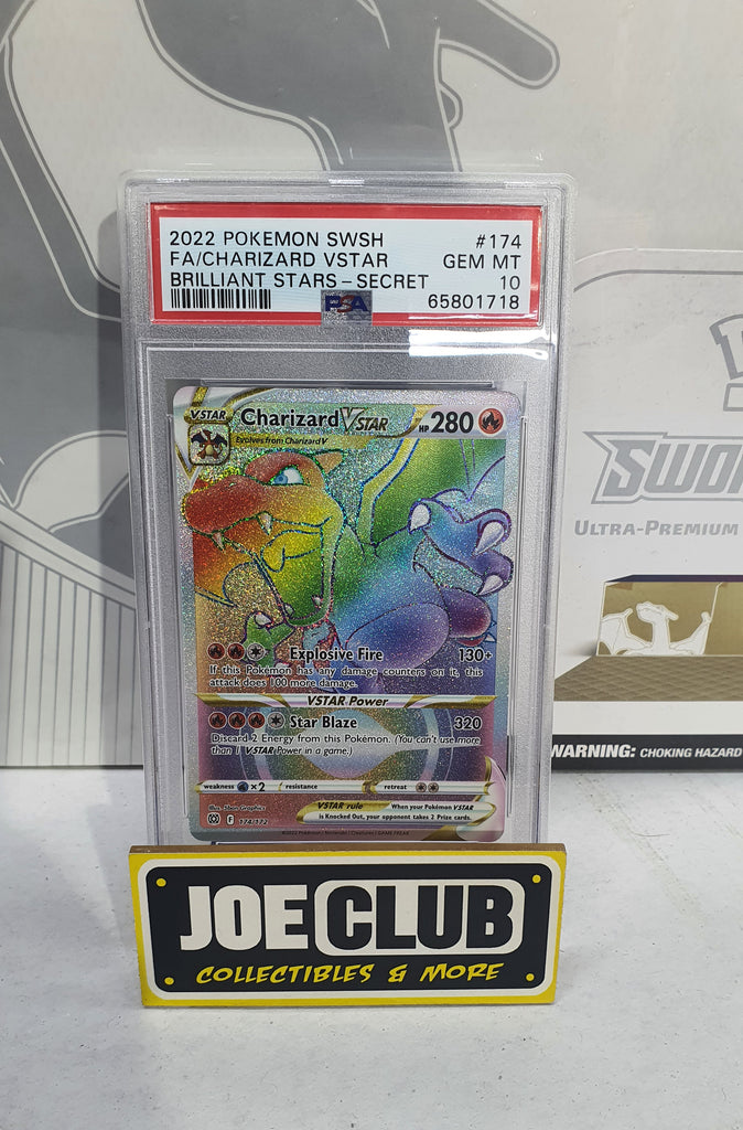 PSA 10 Gem -Charizard VStar 174/172 Brilliant Stars Rainbow Secret Rar – FUN&KO
