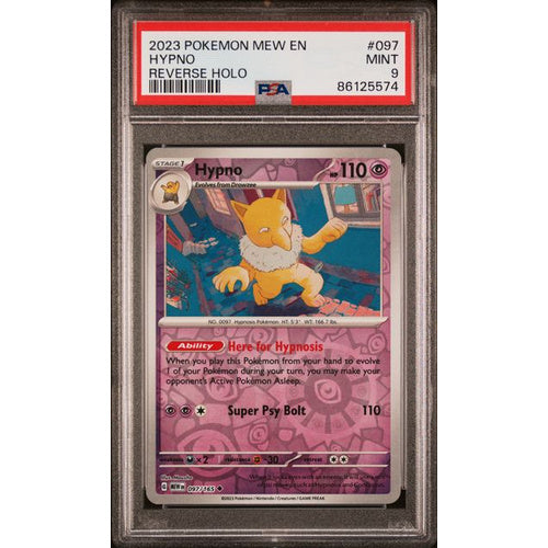 PSA 9 Mint-2023 Pokemon Mew EN-151 #097 Hypno Reverse Holo
