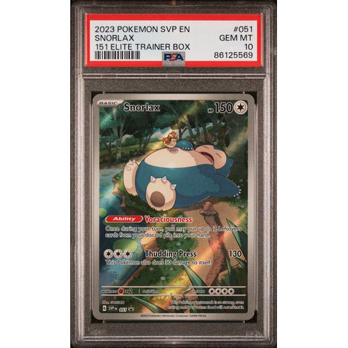 PSA 10 Gem Mint-2023 Pokemon SVP EN-SV Black Star Promo #051 Snorlax 151 Elite Trainer Box