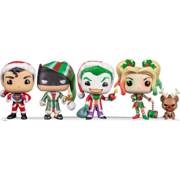 Funko DC Super Heroes -Holiday Superman, Harley Quinn, Joker Santa & Scrooge Batman Pop! Vinyl Figure 4-Pack