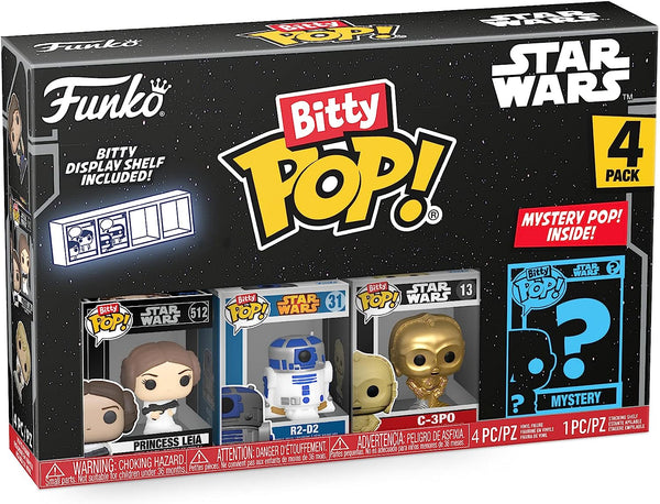 funko Star Wars Princess Leia,R2-D2,C-3PO & Mystery Bitty Pop 4 pack