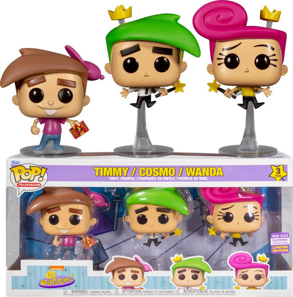 Funko Pop Television :SDCC 2023 The Fairly Odd Parents- Tmmy/Cosmo/Wanda 3 PACK (limited edition)