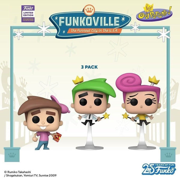 Funko Pop Television :SDCC 2023 The Fairly Odd Parents- Tmmy/Cosmo/Wanda 3 PACK (limited edition)