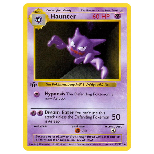 1995 Pokemon Base Set Haunter [1st Edition] #29 NM