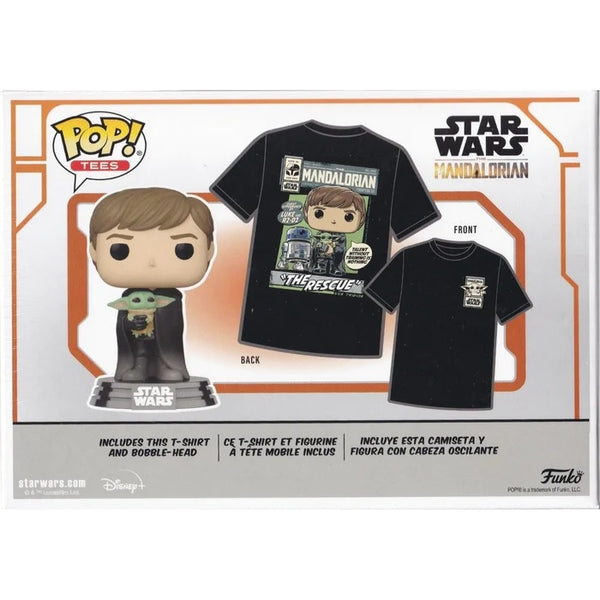 Star Wars:The Mandalorian Luke Skywalker with Grogu Pop Figure+ T-shirt Box