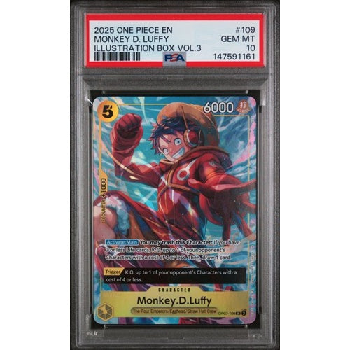 PSA 10 One Piece Monkey D Luffy illustration Box 3 Promo  #109