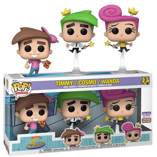 Funko Pop Television :SDCC 2023 The Fairly Odd Parents- Tmmy/Cosmo/Wanda 3 PACK (limited edition)