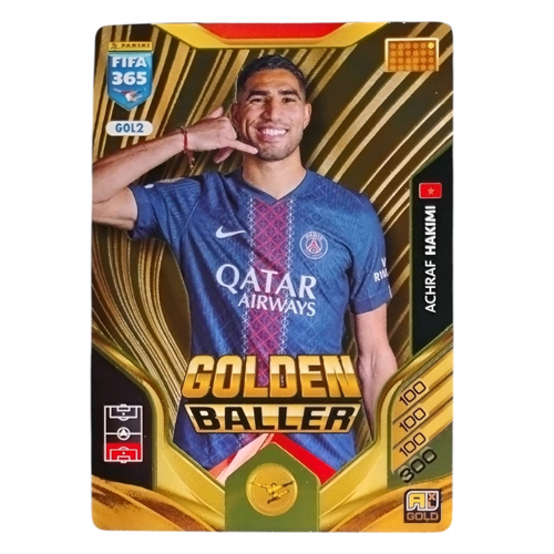 Panini Rare Fifa 365 Adrenalyn XL 2026 Trading Card GOL2 - Achraf Hakimi - Golden Baller