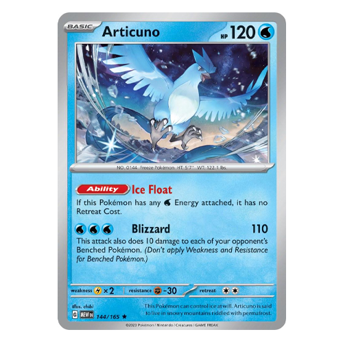 Pokemon Scarlet and Violet 151  Articuno 144/165 Rare Holo  ENGLISH