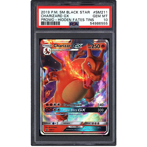 PSA 10 Gem Mint Pokemon Charizard GX #SM211 Promo Hidden Fates Tins