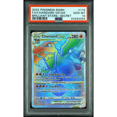 PSA 10 Gem -Charizard VStar 174/172 Brilliant Stars Rainbow Secret Rare GRADED CARD