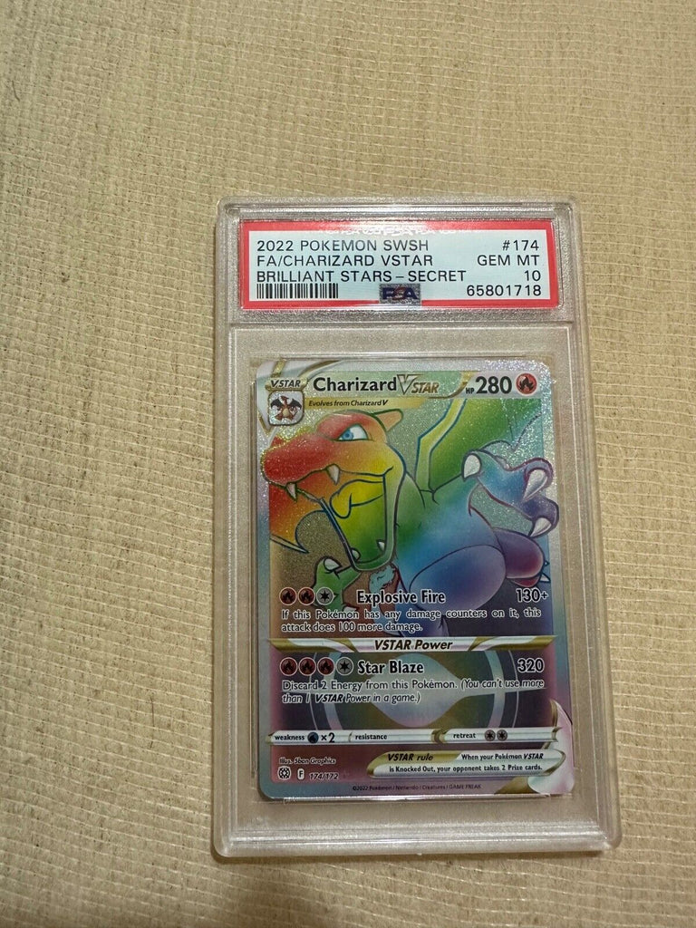 PSA 10 Gem -Charizard VStar 174/172 Brilliant Stars Rainbow Secret Rar FUN&KO PSA 10 Gem -Charizard VStar 174/172 Brilliant Stars Rainbow Secret Rar FUN&KO