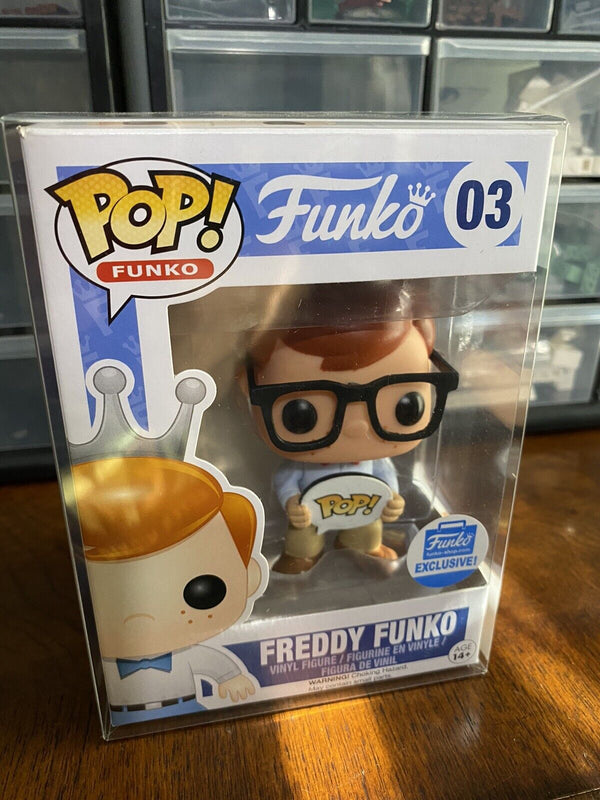 Freddy Funko 03 With Pop Sign and glasses(Nerd) (funko shop exclusive)