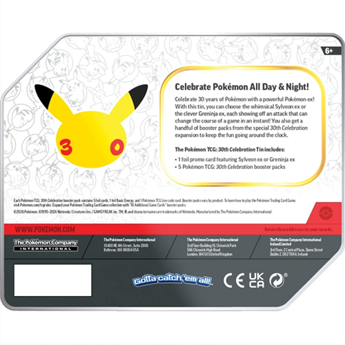 Pre-Order Pokemon 30th Celebration Tin (Greninja Ex) (5 Booster Packs)