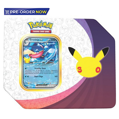 Pre-Order Pokemon 30th Celebration Tin (Greninja Ex) (5 Booster Packs)