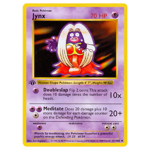 1995 Pokemon Base Set Jynx [1st Edition] #31 NM