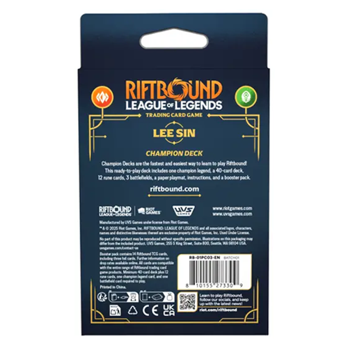 Pre-Order Riftbound: League of Legends TCG Origins Champion Deck: Lee Sin