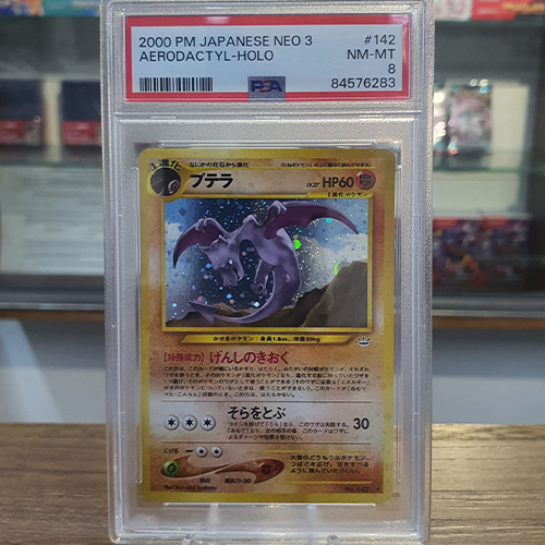 PSA 8 Graded 2000 Pokemon Awakening Legends Japanese Neo 3 Aerodactyl #142 Holo