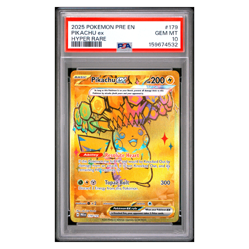 2025 Pokemon S&V Prismatic Evolutions Hyper Rare Pikachu Ex #179 PSA 10