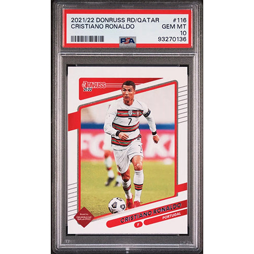 PSA 10 Graded Cristiano Ronaldo 2021-22 Panini Donruss Road To Qatar Portugal #116 card