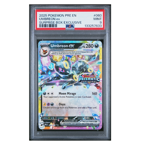 PSA 9 Pokemon 2025 Pre En-Prismatic Evolutions Umbreon Ex #060 (Surprise Box Exclusive)