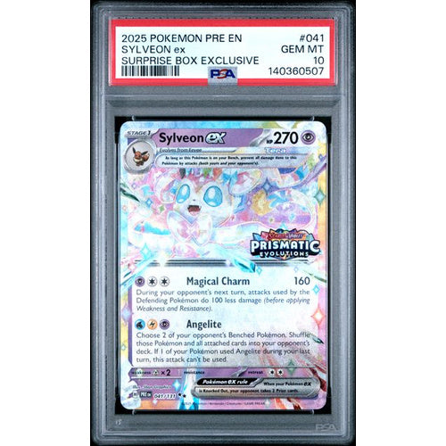 PSA 10 Gem Mint 2025 Pokemon Pre En-Prismatic Evolutions #041/131 Sylveon ex Surprise Box Exclusive