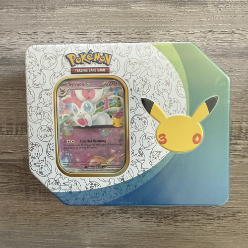 Pre-Order Pokemon 30th Celebration Tin (Sylveon Ex) (5 Booster Packs)