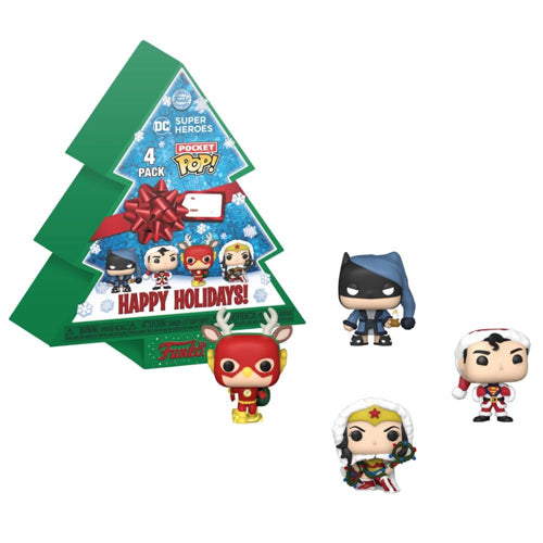 Funko DC Super Heroes - Christmas Tree Holiday Box Pocket Pop! 4-Pack