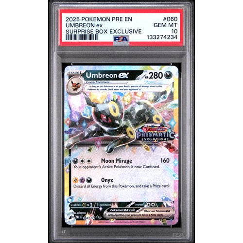 PSA 10 Gem Mint Pokemon Umbreon EX Surprise Box 060/131 Prismatic Evolutions Stamped