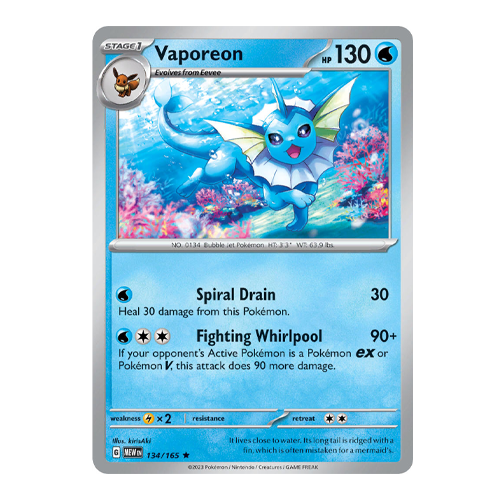 Pokemon Vaporeon - MEW SV: Scarlet & Violet 151  Rare Holo #134/165