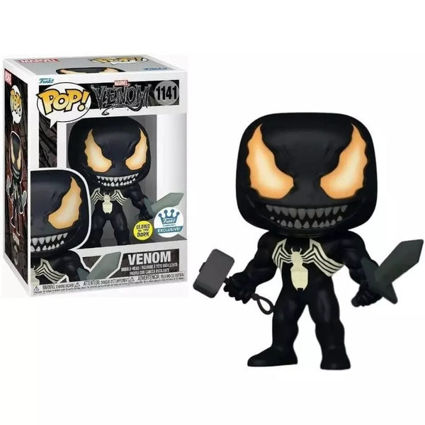 Funko Pop Marvel 's Venom with Mjolnir and Sword (Glows in the Dark)