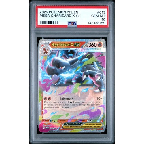 PSA 10 Mint 2025 Pokemon PFL EN-Phantasmal Flames  Mega Charizard X ex #013